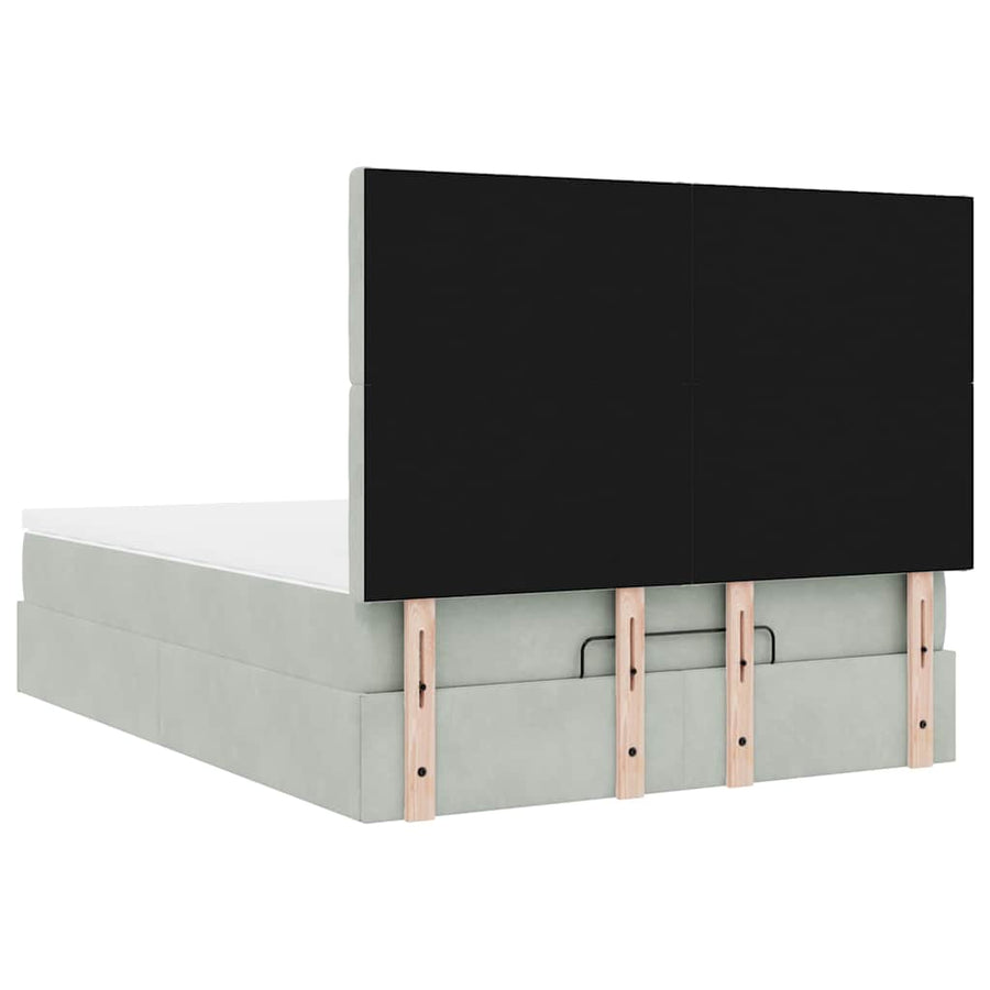 Ottoman bed met matrassen 140x190cm fluweel lichtgrijs
