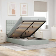 Ottomaans bed 140x190 cm fluweel lichtgrijs met opbergruimte