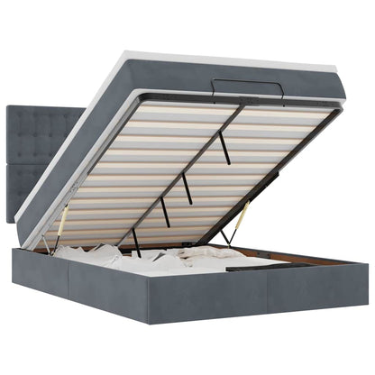 Ottoman bed met matrassen 140x190cm fluweel donkergrijs
