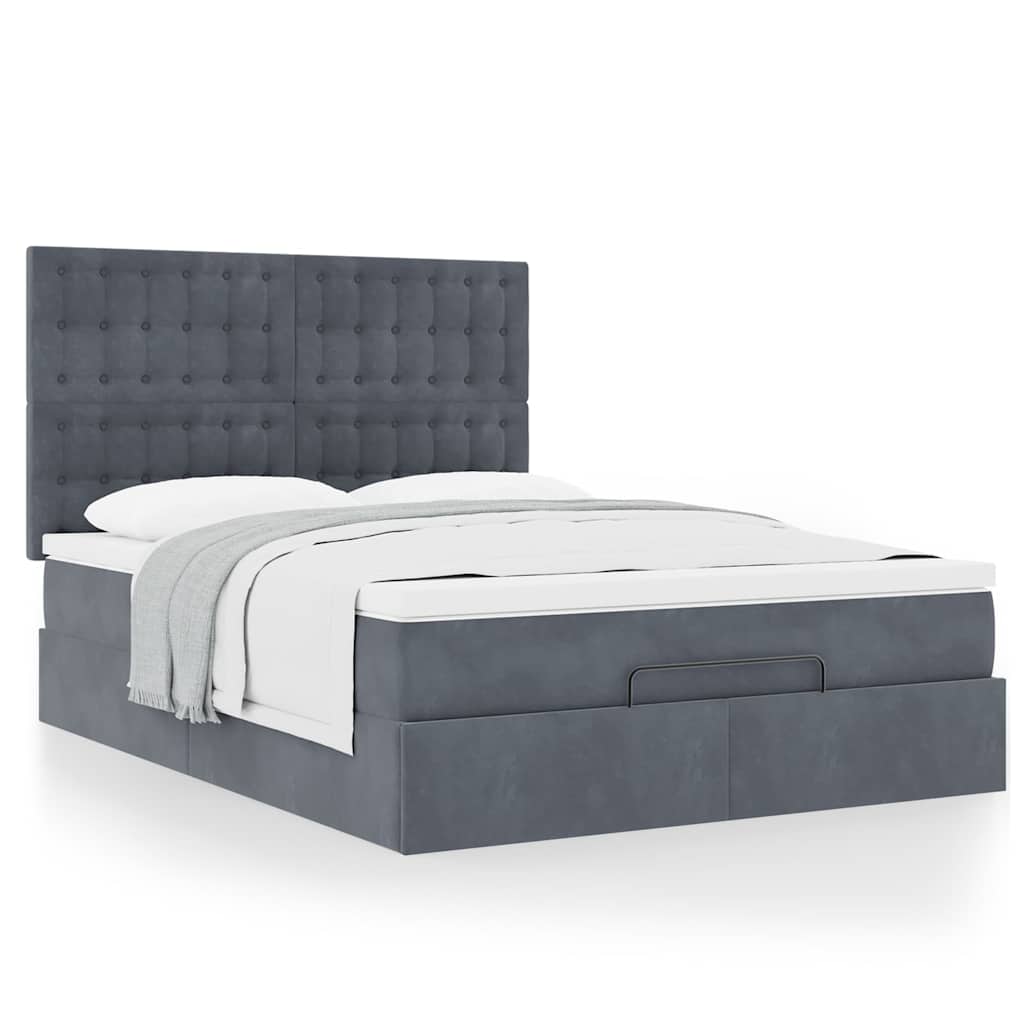 Ottoman bed met matrassen 140x190cm fluweel donkergrijs