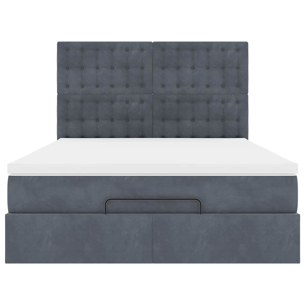 Ottoman bed met matrassen 140x190cm fluweel donkergrijs