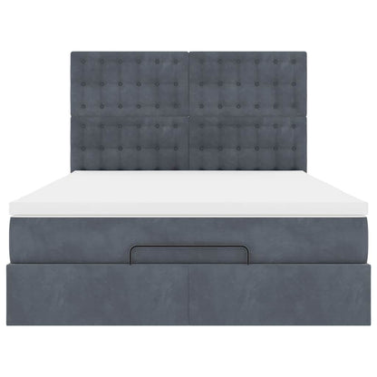 Ottoman bed met matrassen 140x190cm fluweel donkergrijs