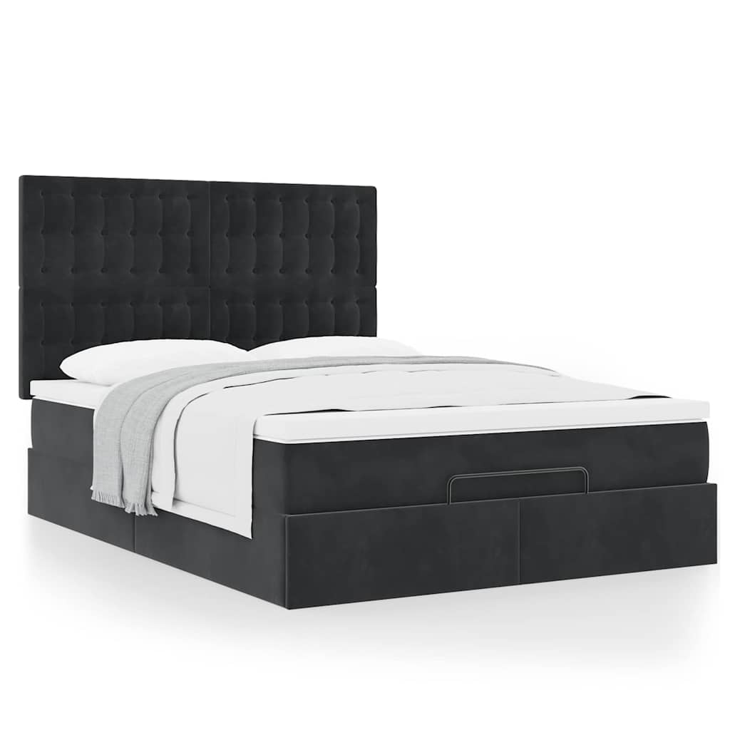 Ottoman bed met matrassen 140x190cm fluweel zwart