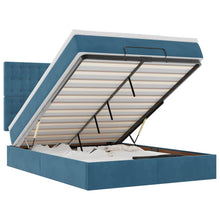 Ottoman bed met matrassen 140x190cm fluweel donkerblauw