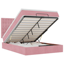 Ottoman bed met matrassen 140x190cm fluweel roze