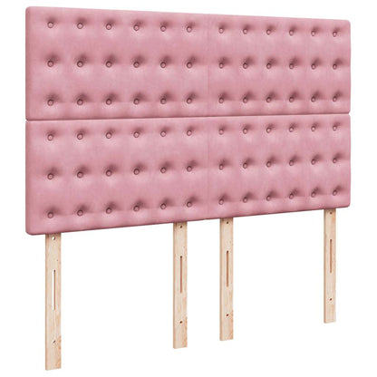 Ottoman bed met matrassen 140x190cm fluweel roze