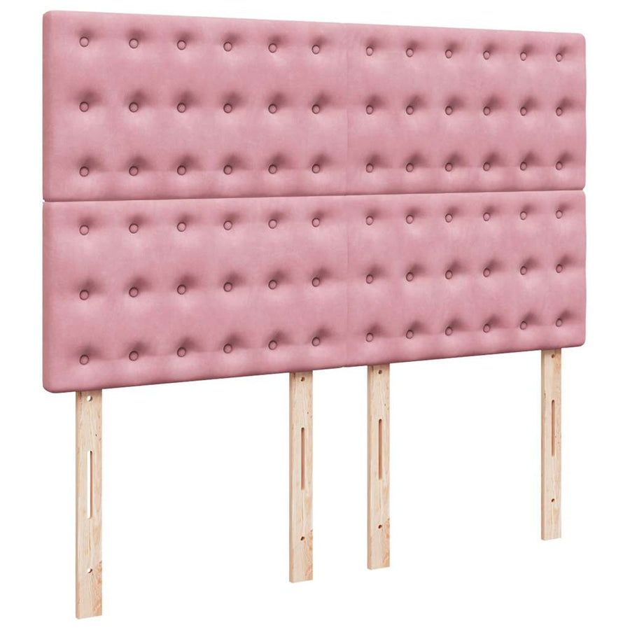 Ottoman bed met matrassen 140x190cm fluweel roze