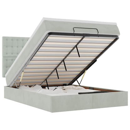 Ottoman bed met matrassen 140x200cm fluweel lichtgrijs
