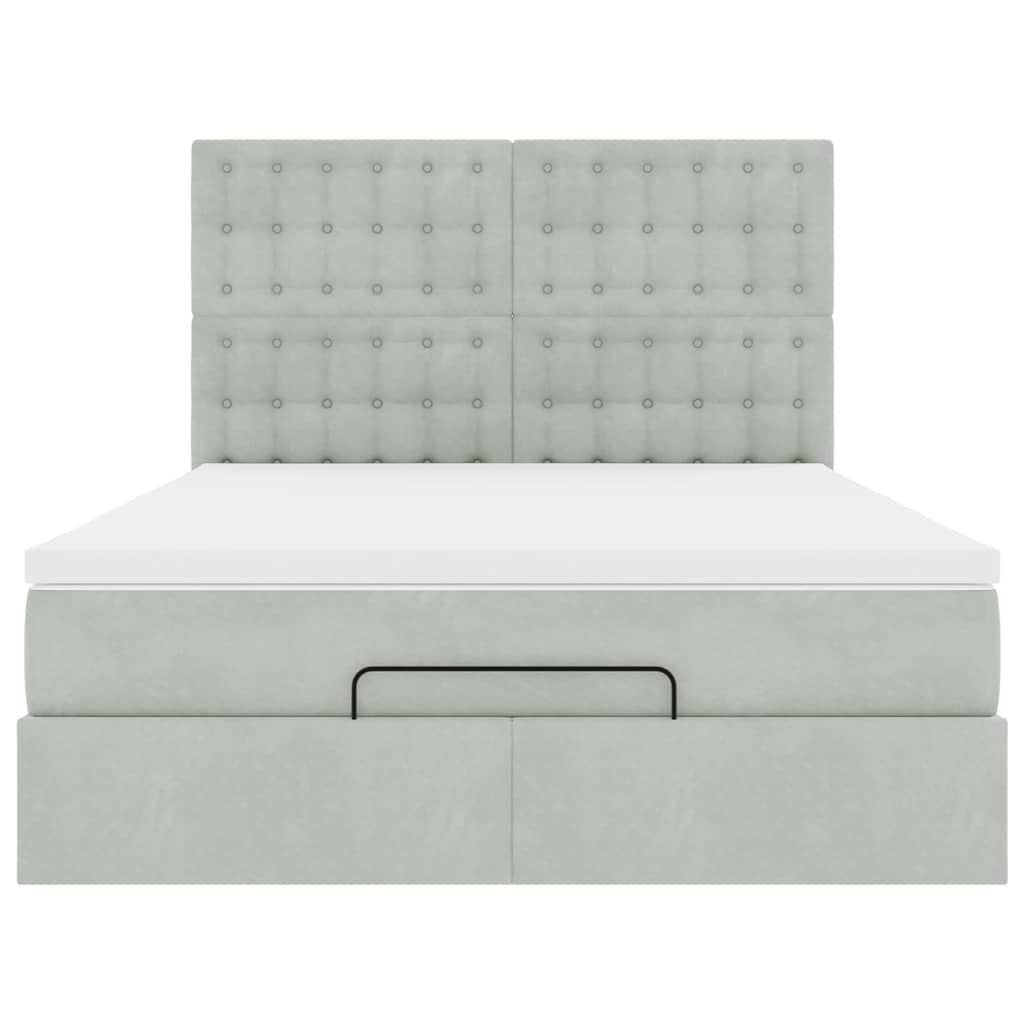 Ottoman bed met matrassen 140x200cm fluweel lichtgrijs