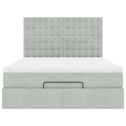 Ottoman bed met matrassen 140x200cm fluweel lichtgrijs