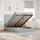 Ottoman bed with mattresses 140x200cm velvet light grey