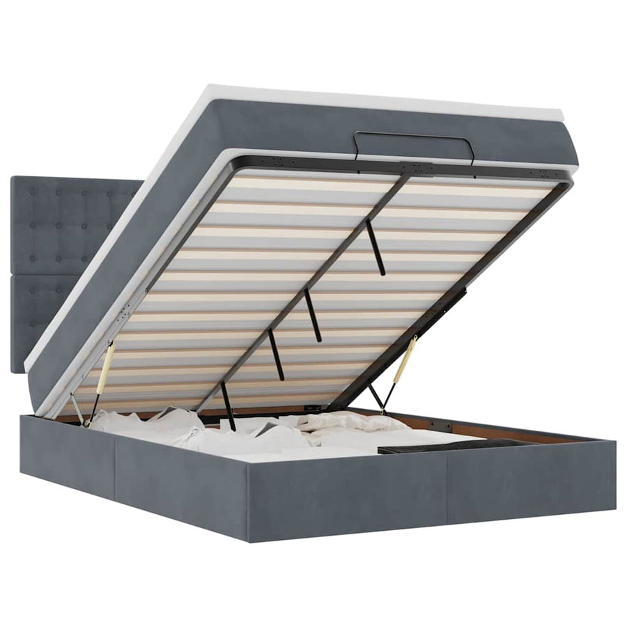 Ottoman bed met matrassen 140x200cm fluweel donkergrijs
