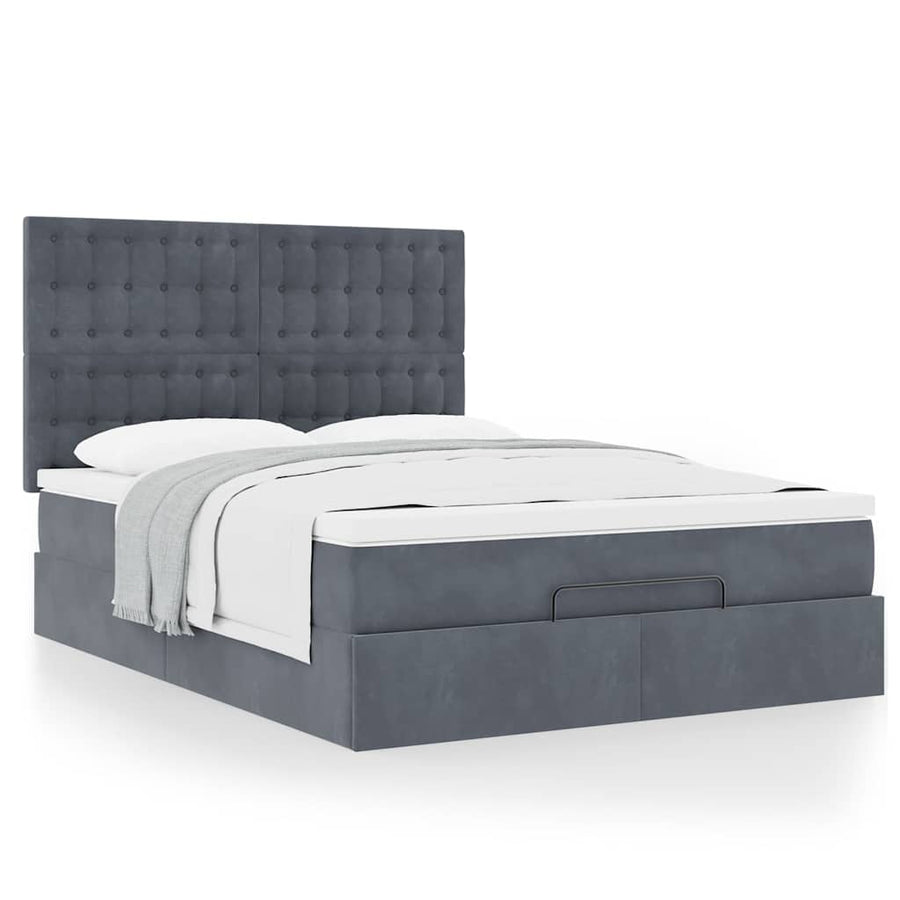 Ottoman bed met matrassen 140x200cm fluweel donkergrijs