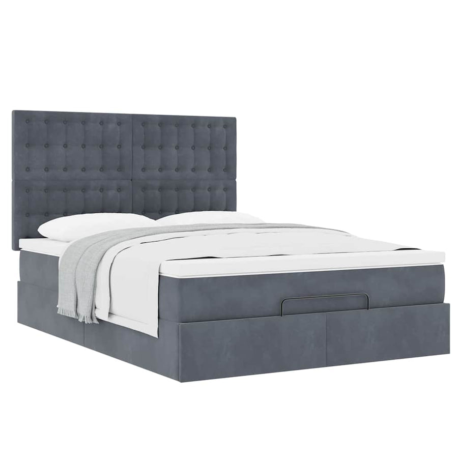 Ottoman bed met matrassen 140x200cm fluweel donkergrijs