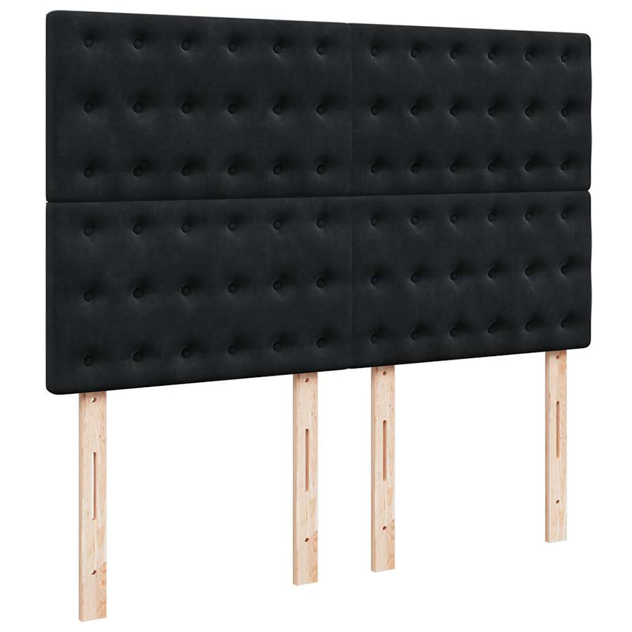 Ottoman Bed Met Matrassen 140X200Cm Fluweel 140 x 200 cm Zwart