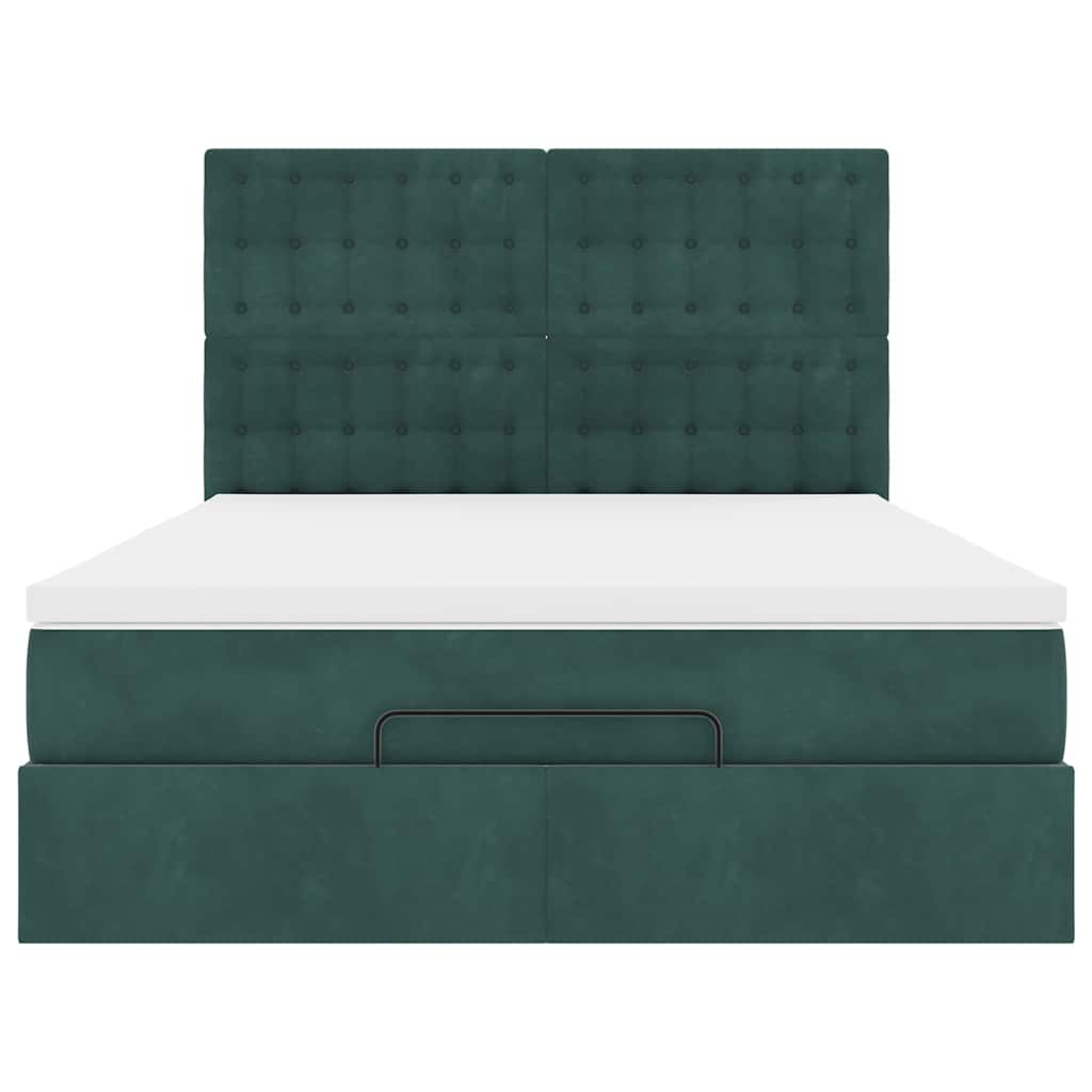 Ottoman bed met matrassen 140x200cm fluweel donkergroen
