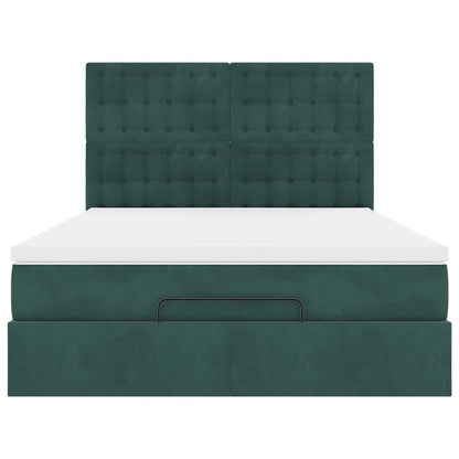 Ottoman bed met matrassen 140x200cm fluweel donkergroen