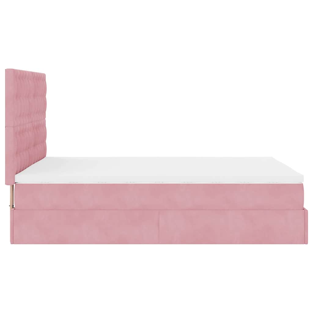 Ottoman bed met matrassen 140x200cm fluweel roze