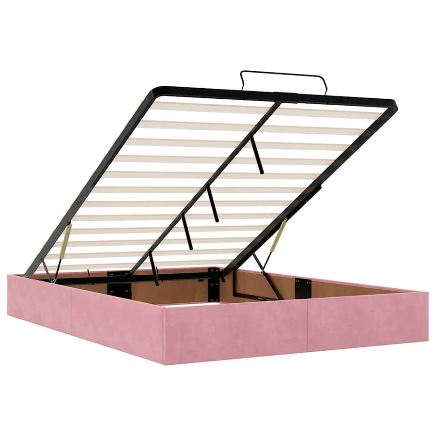 Ottoman bed met matrassen 140x200cm fluweel roze