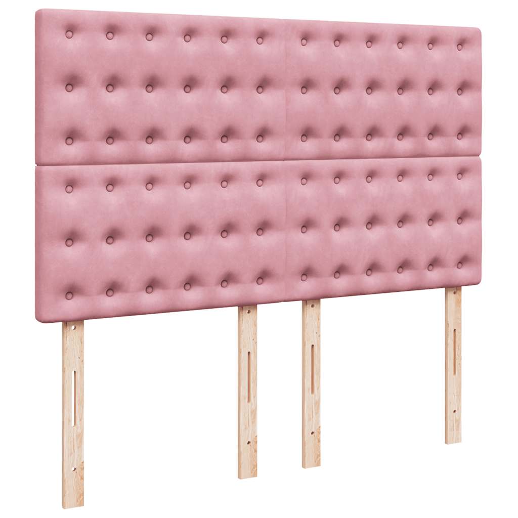 Ottoman bed met matrassen 140x200cm fluweel roze