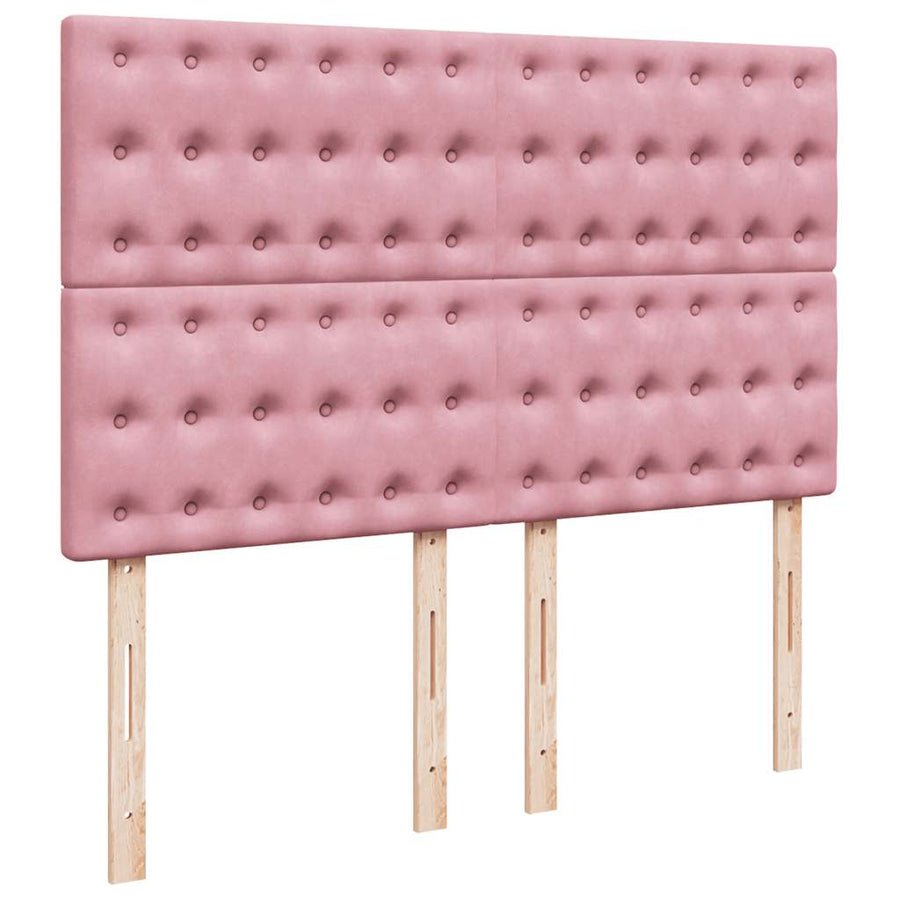 Ottoman bed met matrassen 140x200cm fluweel roze