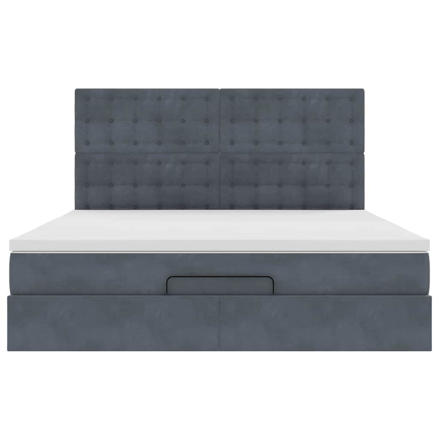 Ottoman Bed Met Matrassen 160X200Cm Fluweel 160 x 200 cm Donkergrijs