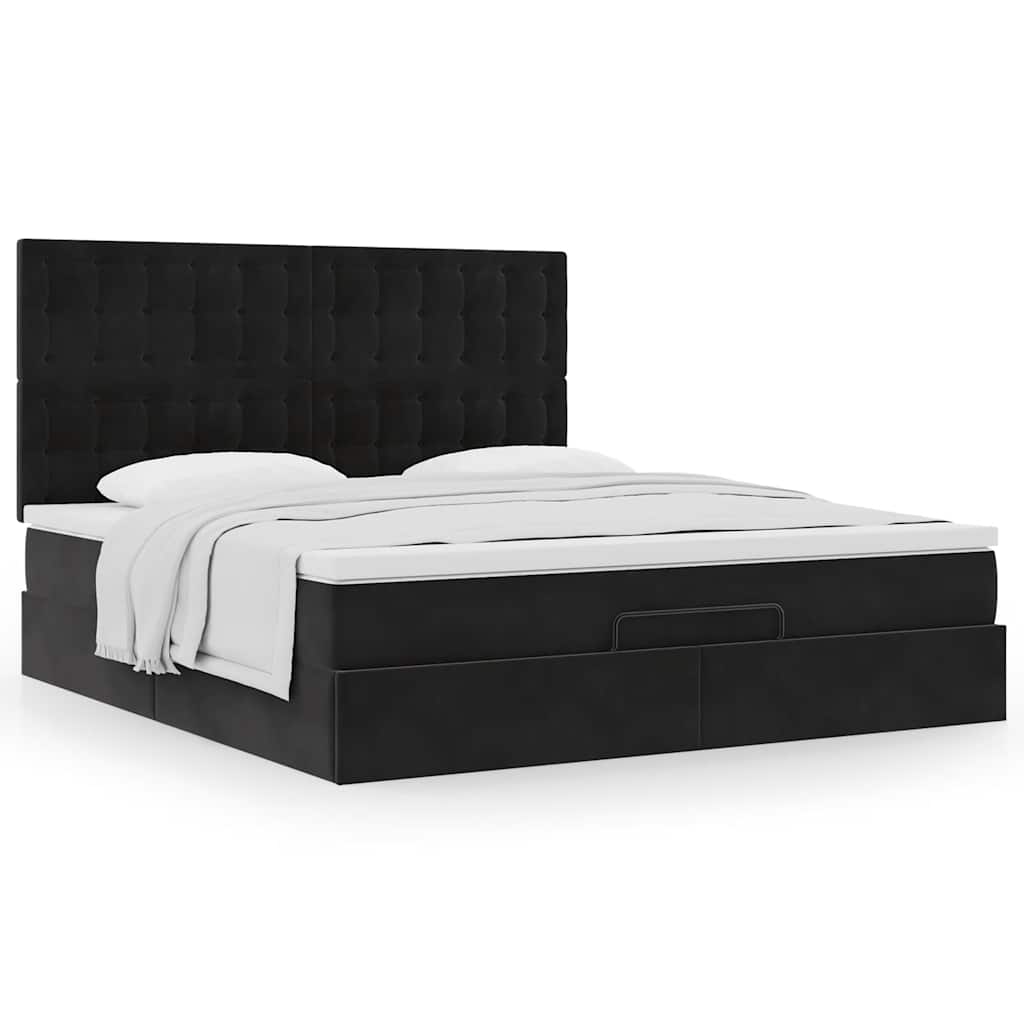 Ottoman bed met matrassen 160x200cm fluweel zwart