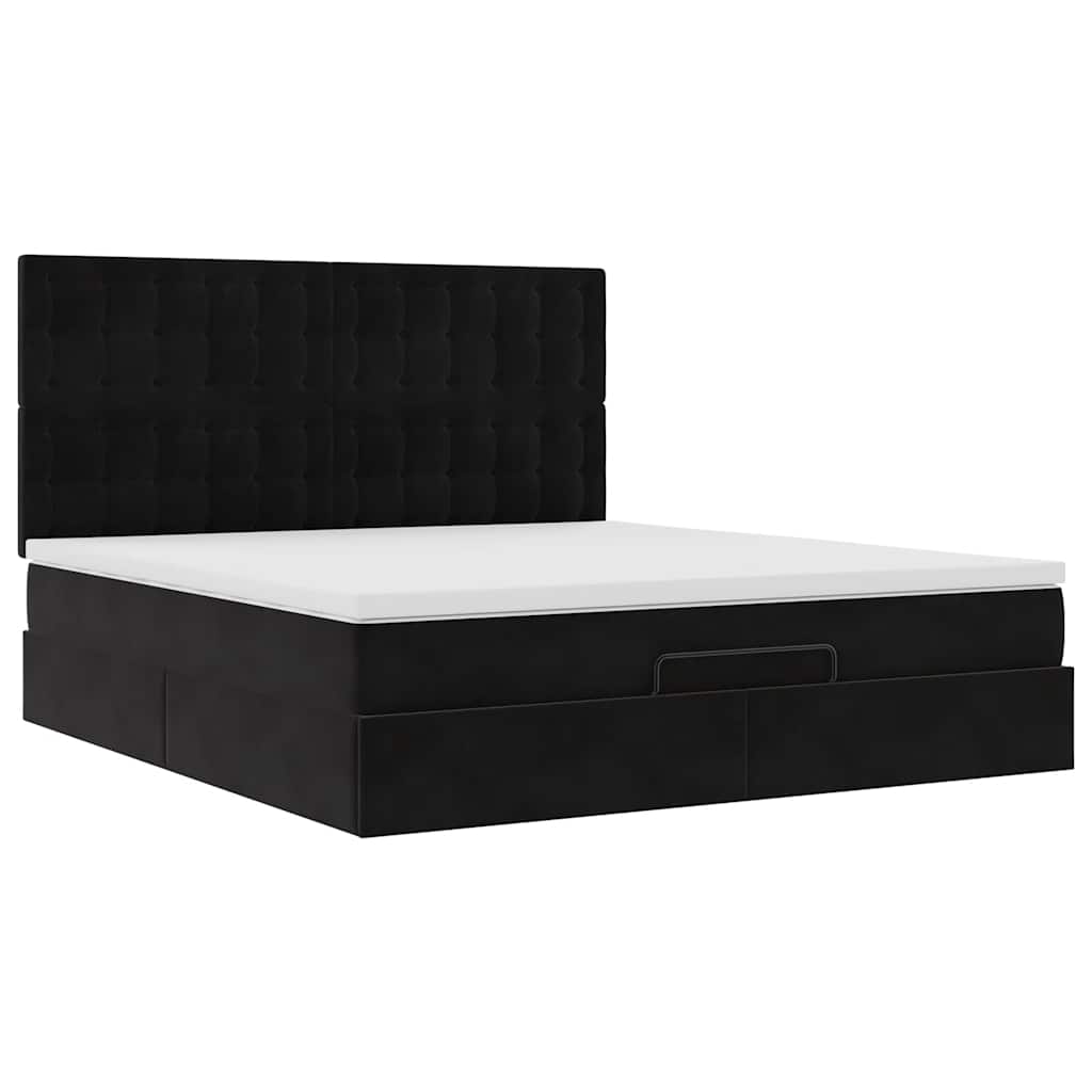 Ottoman bed met matrassen 160x200cm fluweel zwart