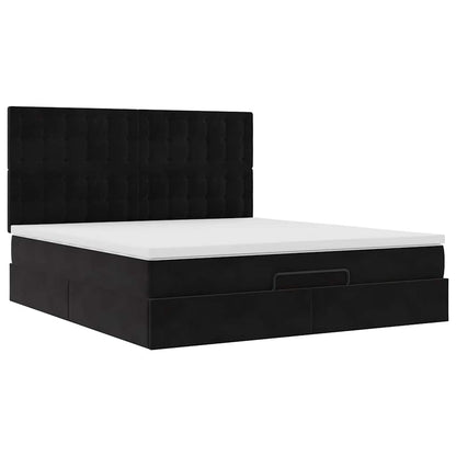 Ottoman bed met matrassen 160x200cm fluweel zwart