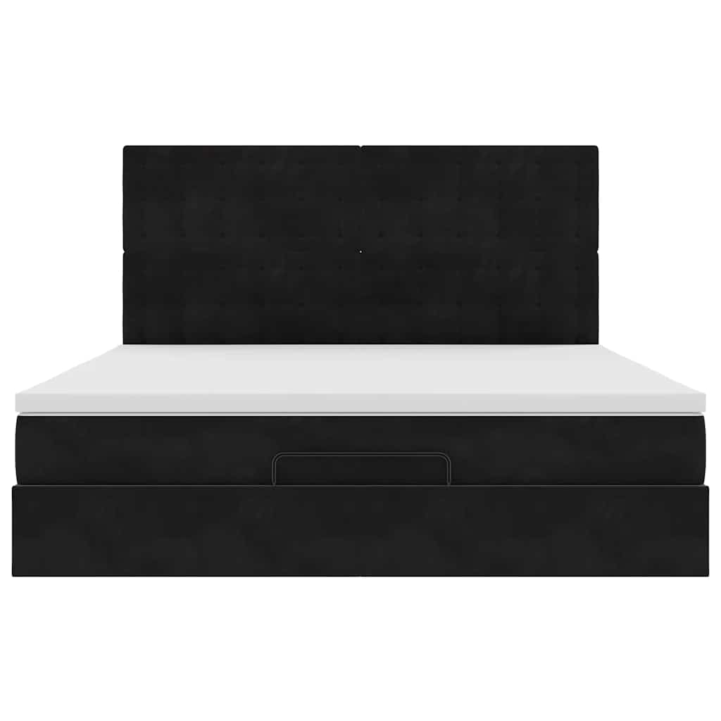 Ottoman bed met matrassen 160x200cm fluweel zwart