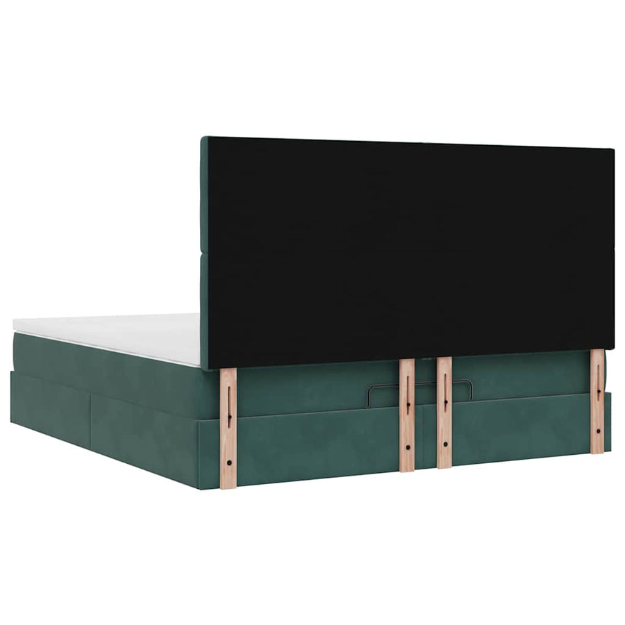 Ottoman Bed Met Matrassen 160X200Cm Fluweel 160 x 200 cm Donkergroen