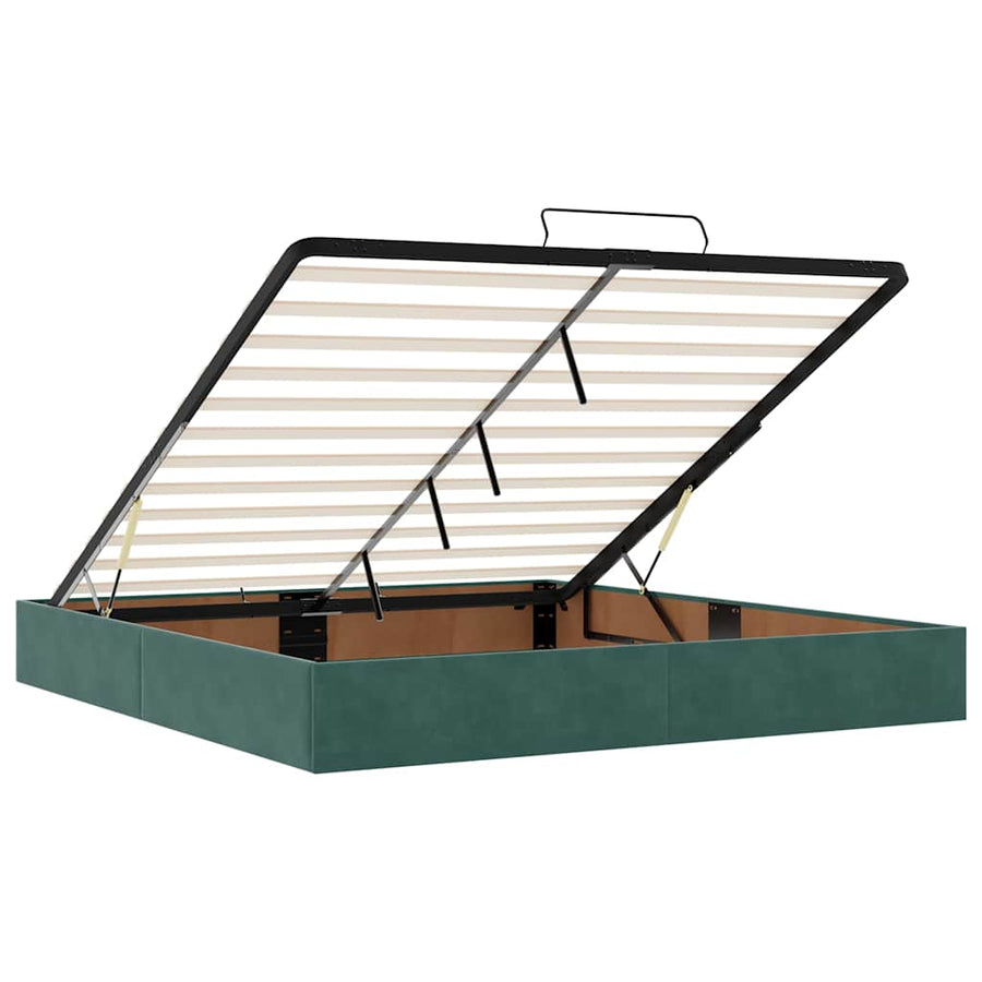 Ottoman Bed Met Matrassen 160X200Cm Fluweel 160 x 200 cm Donkergroen