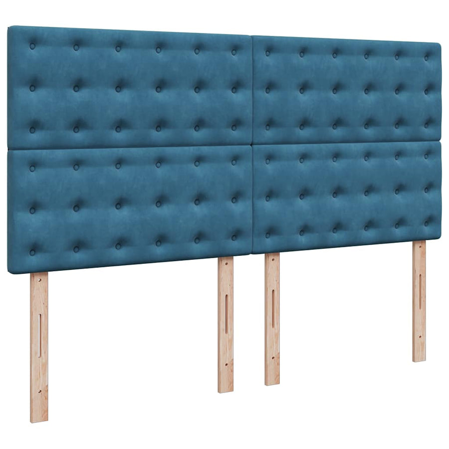 Ottoman Bed Met Matrassen 160X200Cm Fluweel 160 x 200 cm Donkerblauw