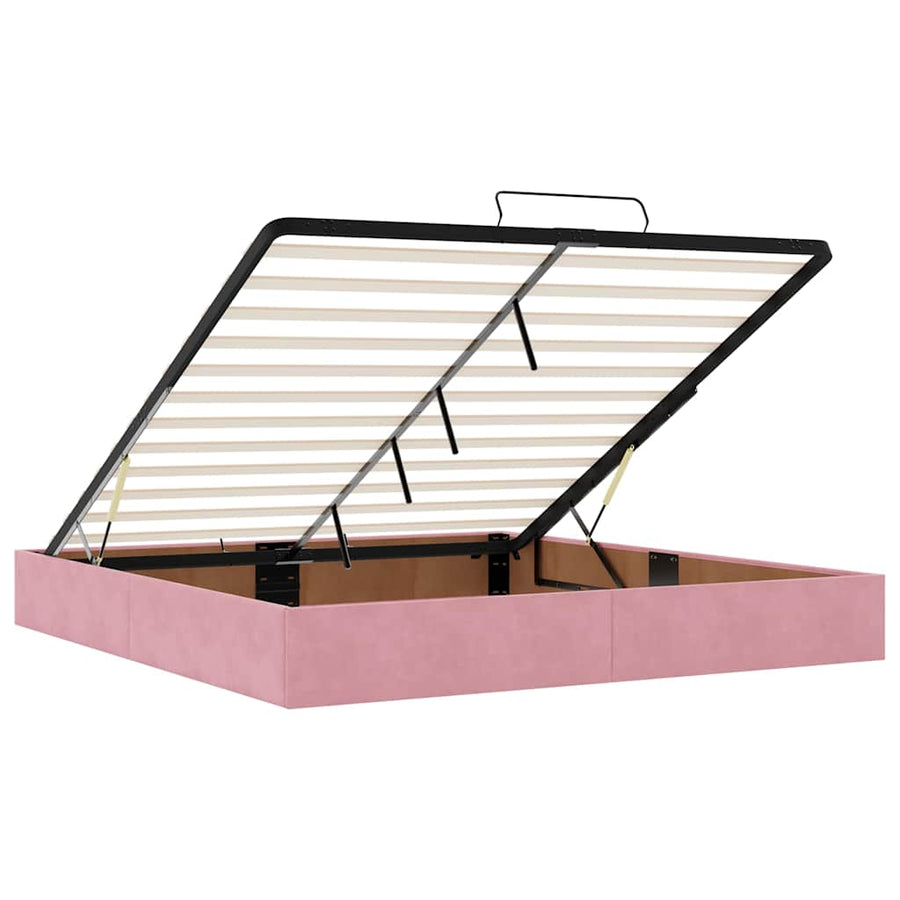 Ottoman Bed Met Matrassen 160X200Cm Fluweel 160 x 200 cm Roze