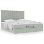 Ottoman bed with mattresses 180x200cm velvet light grey