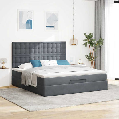 Ottoman bed met matrassen 180x200cm fluweel donkergrijs