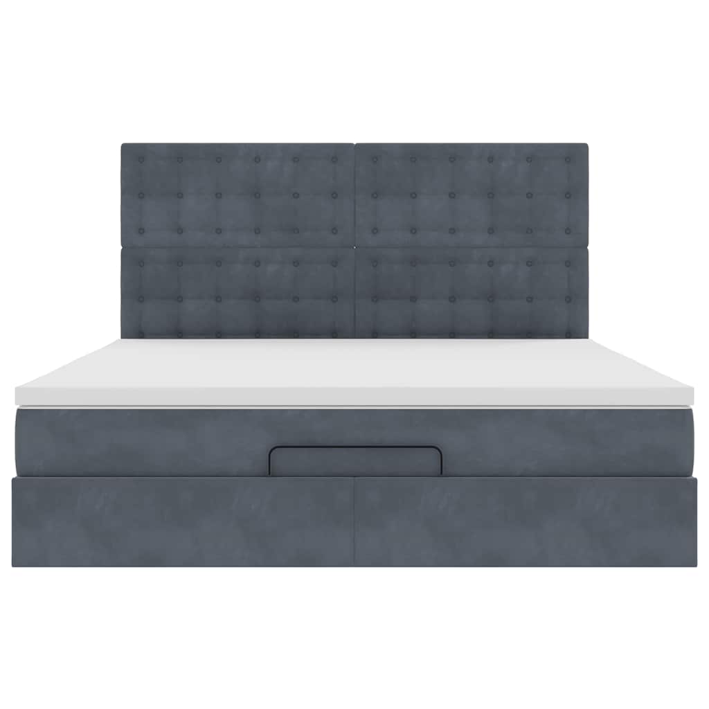 Ottoman bed met matrassen 180x200cm fluweel donkergrijs