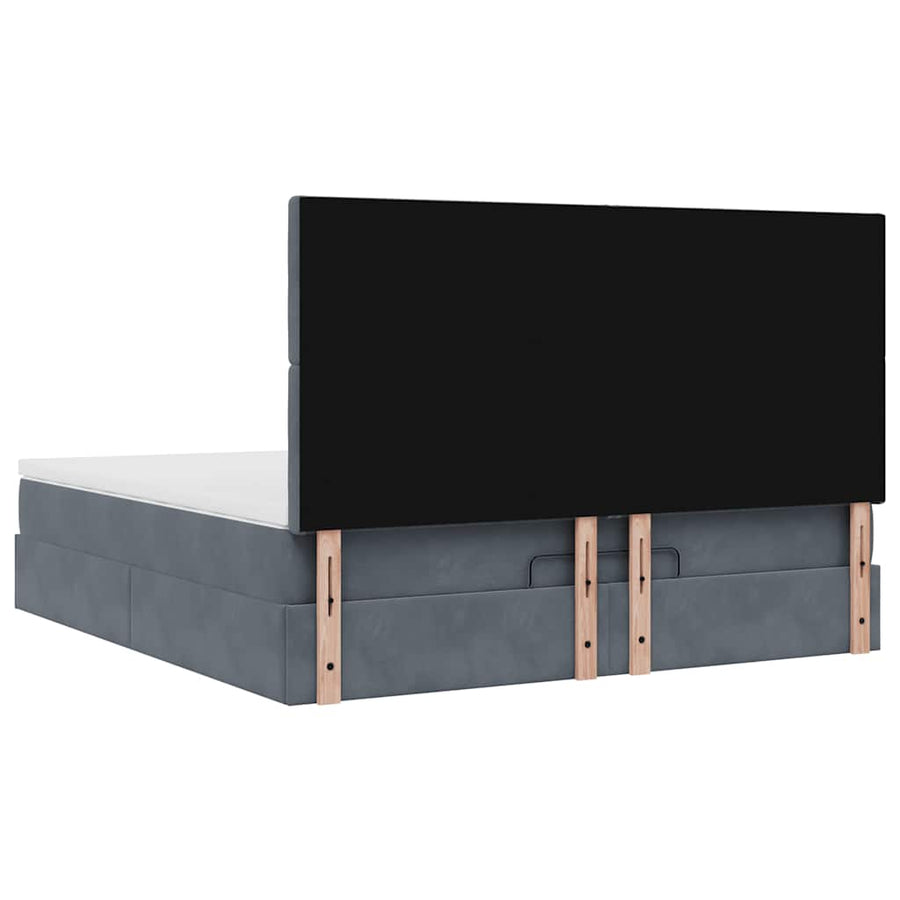 Ottoman bed met matrassen 180x200cm fluweel donkergrijs