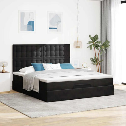 Ottoman bed met matrassen 180x200cm fluweel zwart