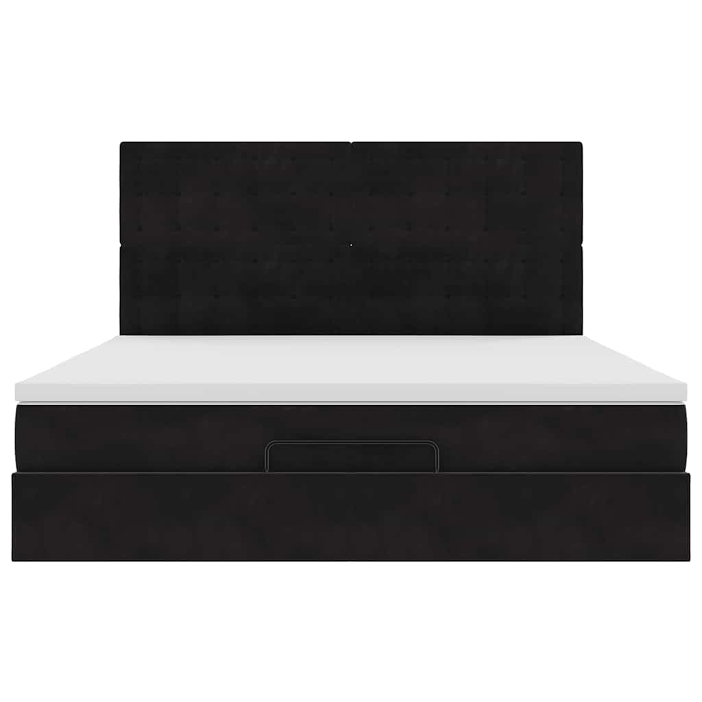 Ottoman bed met matrassen 180x200cm fluweel zwart