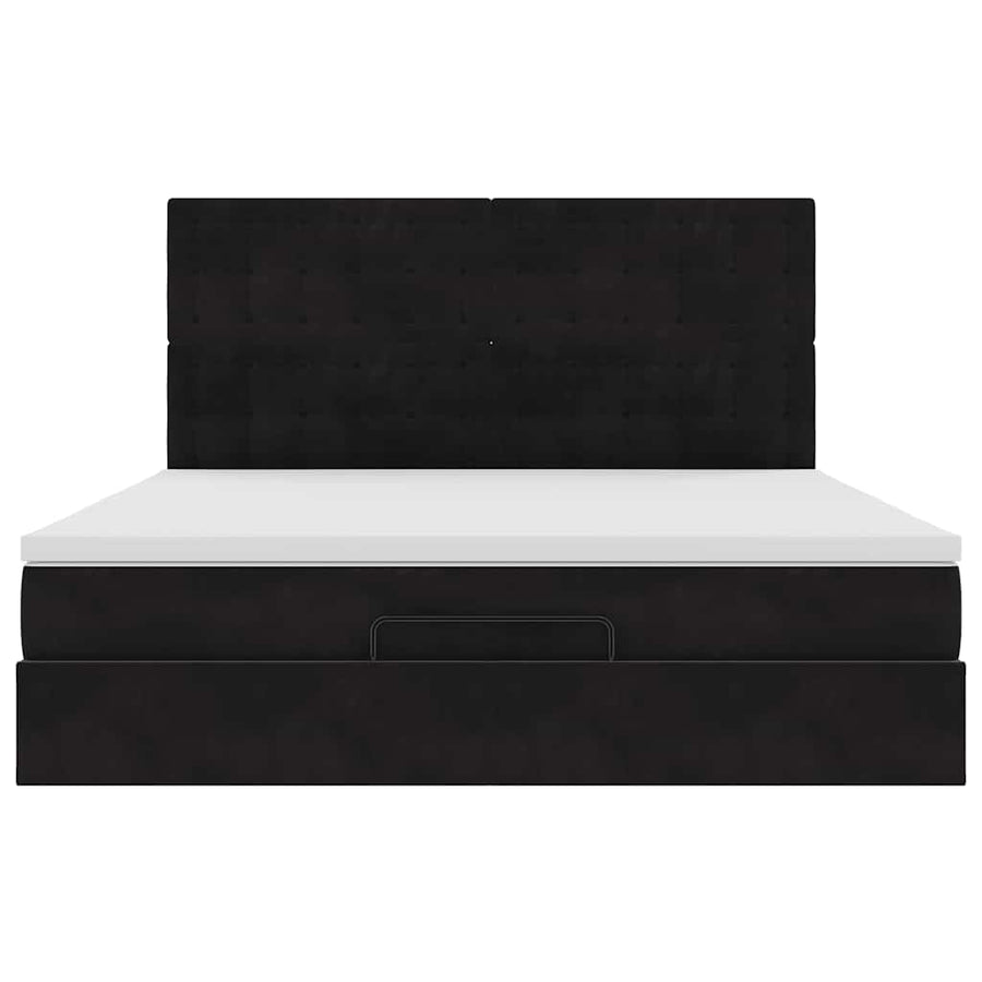Ottoman bed met matrassen 180x200cm fluweel zwart