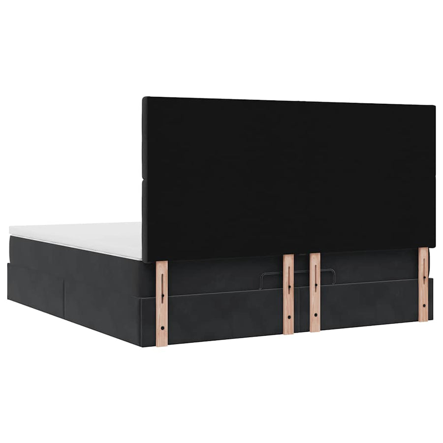 Ottoman bed met matrassen 180x200cm fluweel zwart
