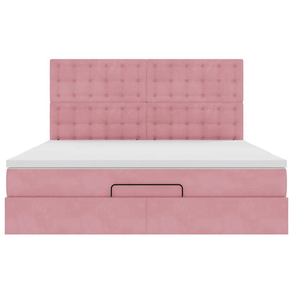 Ottoman bed met matrassen 180x200cm fluweel roze