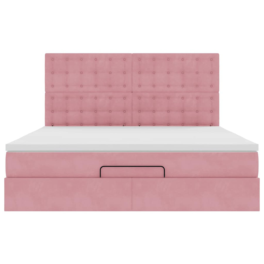 Ottoman bed met matrassen 180x200cm fluweel roze
