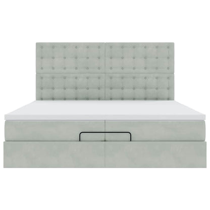 Ottoman bed met matrassen 200x200cm fluweel lichtgrijs