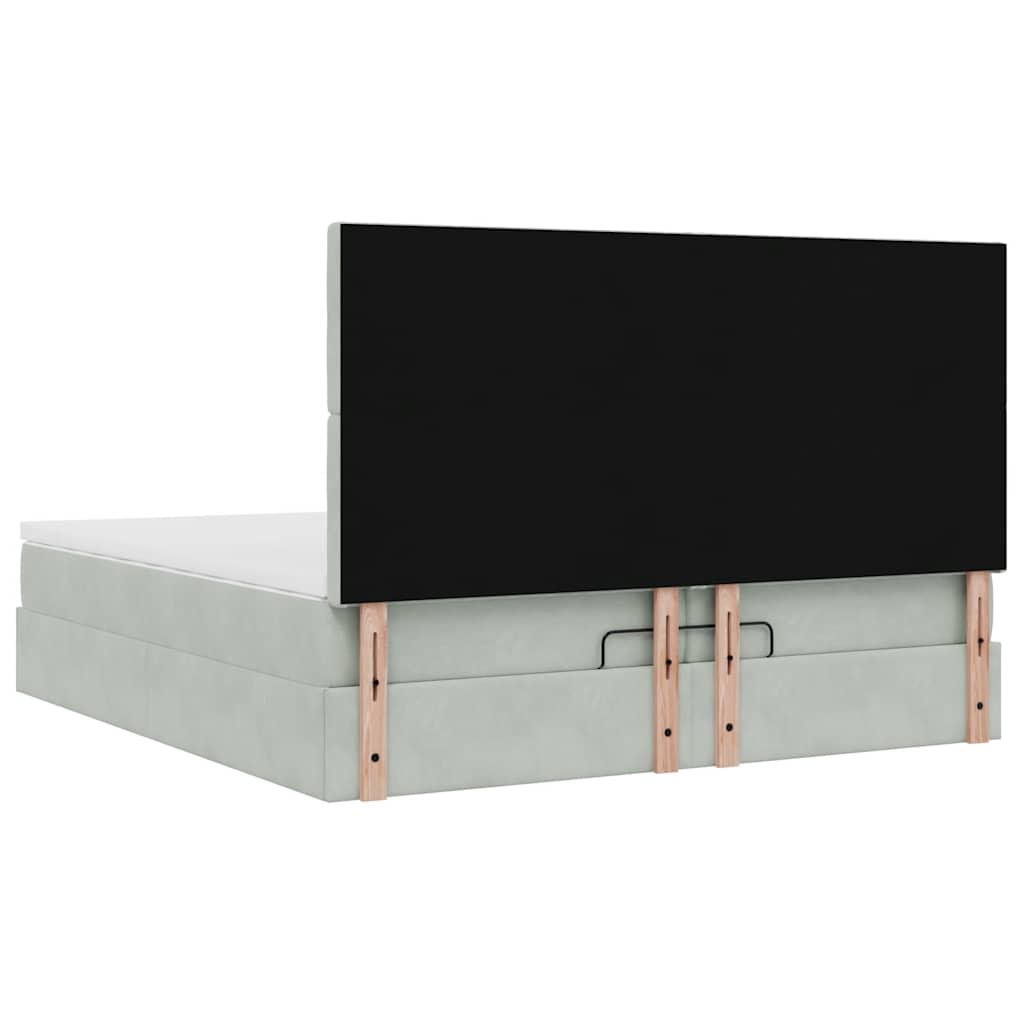 Ottoman bed met matrassen 200x200cm fluweel lichtgrijs