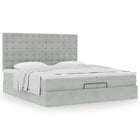 Ottoman bed with mattresses 200x200cm velvet light grey