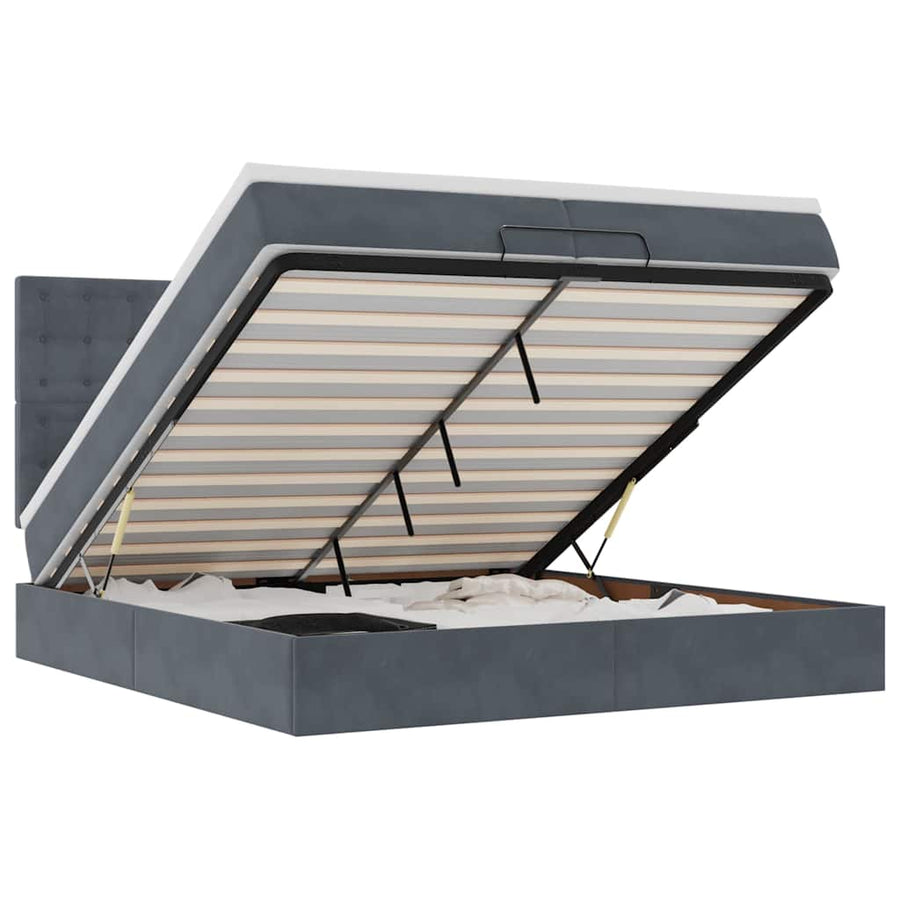 Ottoman bed met matrassen 200x200cm fluweel donkergrijs