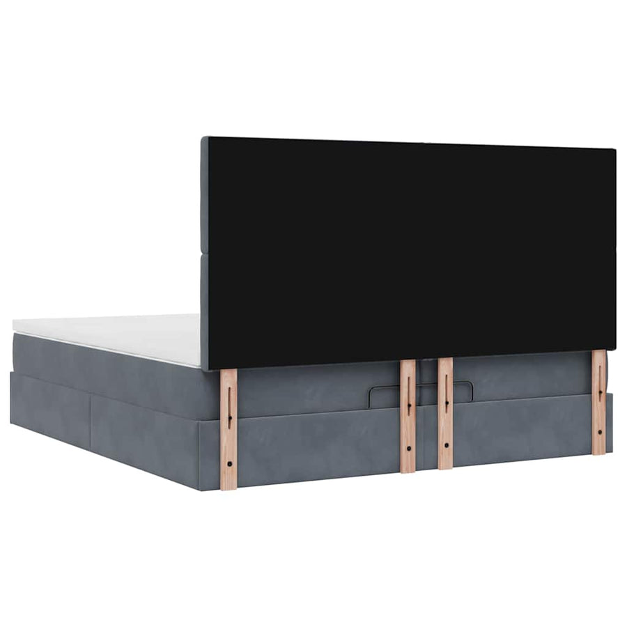 Ottoman bed met matrassen 200x200cm fluweel donkergrijs