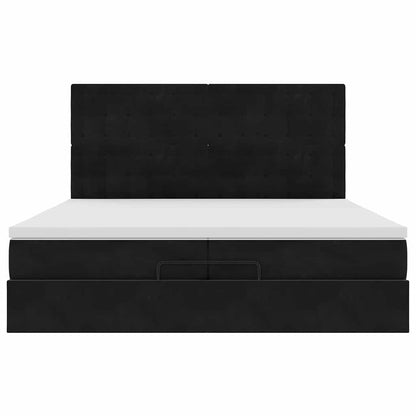 Ottoman bed met matrassen 200x200cm fluweel zwart